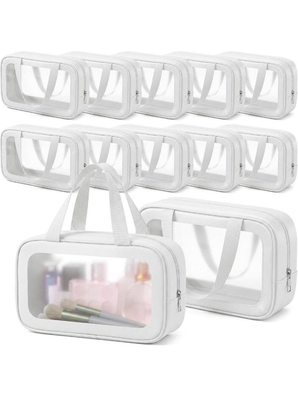 12 Pcs Clear Toiletry Bags with Handle - Waterproof Travel Cosmetic Bags for Men